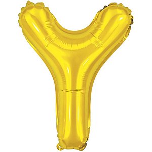 Balao metalizado letra y dourado 40cm - make+ (unidade)