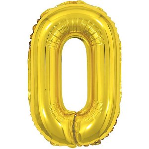Balao metalizado numero 0 dourado 40cm. - make+ (unidade)