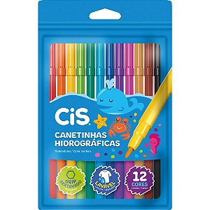 Caneta hidrografica cis lavavel 12 cores - sertic (pct.c/10)