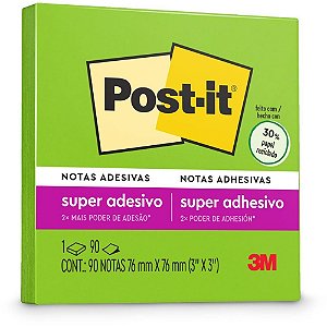 Bloco de recado post-it 76x76mm verde limeade 90fls. - 3m (unidade)