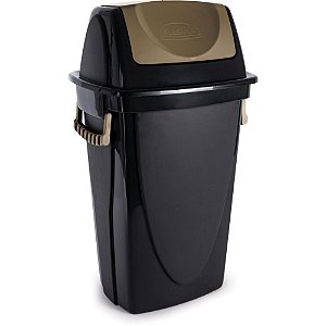 Lixeira ecoblack 46l preta basculante - plasutil (unidade)