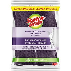 Esponja para limpeza scotch brite extrema (roxa) - 3m (bl.c/04)