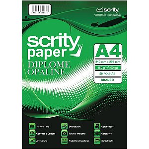 Papel a4 diplomata of branco 180g. - scrity (cx.c/50)