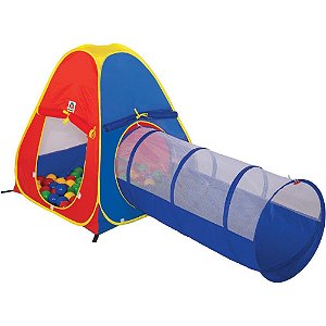 Barraca infantil tunel 2 em 1 c/60 bolinhas - braskit (unidade)