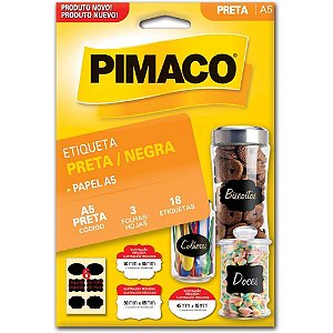 Etiqueta a5 a5 preta 3fls 50x65mm c/18 eti - pimaco (ct.c/18)