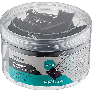 Prendedor de papel bazze binder 32mm preto - summit (pote-24)