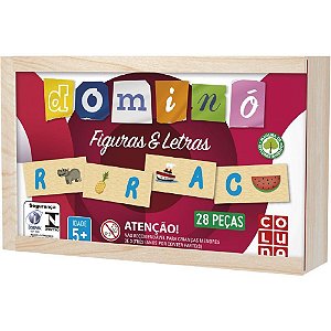 Domino figuras e letras em madeira - coluna (unidade)