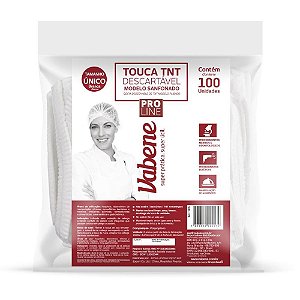 Touca descartavel sanfonada 20cm 100%tnt branca - vabene (pct.c/100)