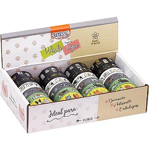 Fita adesiva decorada washi tape 15x3 pets c/6 mod. - brw (dp.c/24)