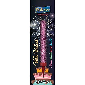 Vela para aniversario vulcao rosa - festcolor (unidade)