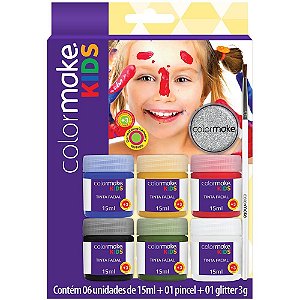 Pintura facial liquida kids 6cores+pincel+gli - colormake (kit)