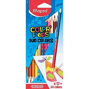 Lapis de cor triangular color peps duo 12lapis 24cores - maped (estojo)
