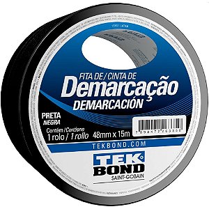 Fita para demarcacao de solo pvc preta 48mmx15m - tekbond (unidade)