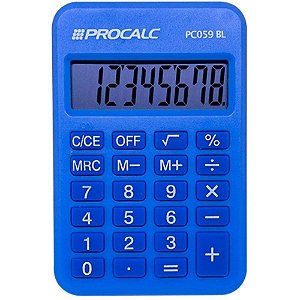 Calculadora de bolso 8 digitos azul - procalc (unidade)