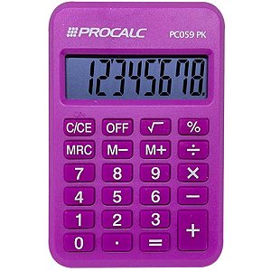 Calculadora de bolso 8 digitos rosa - procalc (unidade)