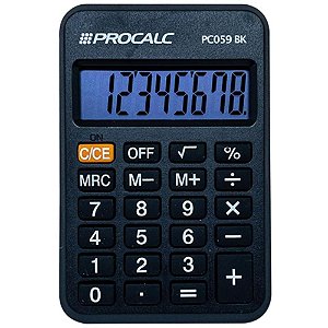 Calculadora de bolso 8 digitos preta - procalc (unidade)