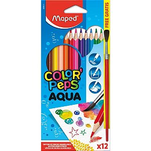 Lapis de cor aquarelavel color peps 12cores+pincel - maped (estojo)