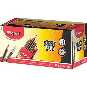 Lapis preto triangular black peps hb c/borracha - maped (cx.c/144)