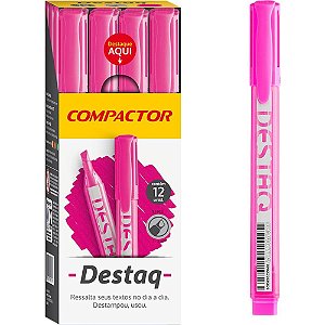 Caneta marca texto destaq fluorescente rosa - compactor (cx.c/12)