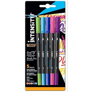 Caneta com ponta porosa intensity 2 pontas sort. c/5 - bic (bl.c/05)