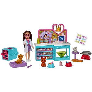 Barbie family chelsea playset clínica pet - mattel (unidade)