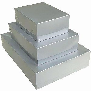 Caixa para presente com tampa gd 35x25,5x7,5 prata - cristina (pct.c/05)