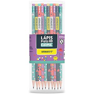 Lapis preto redondo decorado game hb c/borracha (s) - leonora (pote-72)
