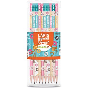 Lapis preto redondo decorado donut hb c/borracha (s) - leonora (pote-72)