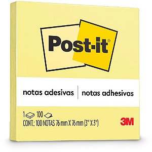 Bloco de recado post-it 76x76mm amarelo 100fls. - 3m (unidade)