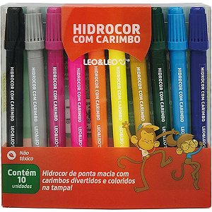 Caneta hidrografica hidrocor 10cores c/carimbo - leonora (estojo)