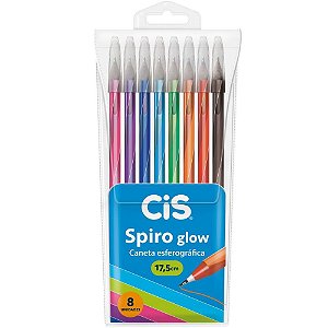 Caneta esferografica cis spiro glow 0,7mm 8cores - sertic (estojo)