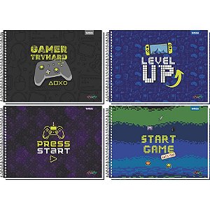 Caderno desenho univ capa dura game over 48f espiral - tamoio (pct.c/04)