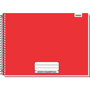 Caderno desenho milimetrado vermelho liso 48f univ esp c.d - tamoio (pct.c/04)