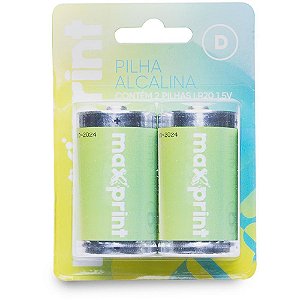 Pilha alcalina grande d max 1,5v - maxprint (bl.c/02)