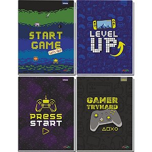 Caderno brochurao capa dura game over 96 folhas - tamoio (pct.c/04)