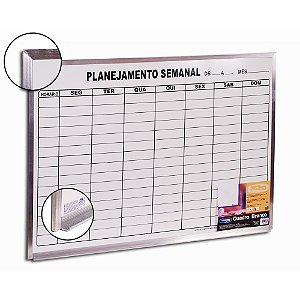 Quadro branco moldura aluminio 090x060cm planejamento semana - cortiarte (unidade)