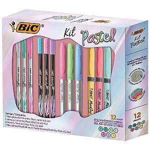 Kit escolar pastel c/12 itens - bic (estojo)