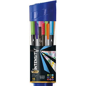 Caneta com ponta porosa intensity c/15 sort. - bic (estojo)