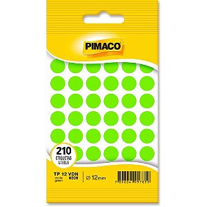 Etiqueta redonda tp-12 verde neon 12mm - pimaco (ct.c/210)