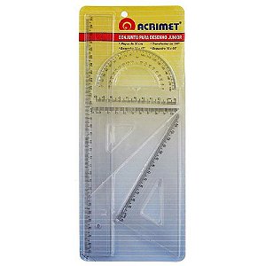 Conjunto para desenho reg.30cm+2esq.16cm+tran.180ºcr - acrimet (unidade)