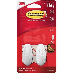 Gancho plastico command pequeno c/2 - 3m (bl.c/02)