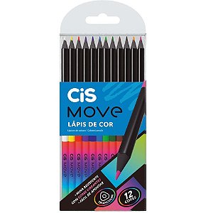 Lapis de cor triangular cis move 12cores (sortido) - sertic (pct.c/12)