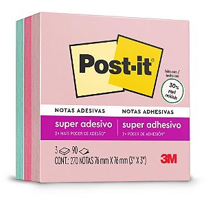 Bloco de recado post-it colecao p/viajar 76x76mm - 3m (pct.c/03)