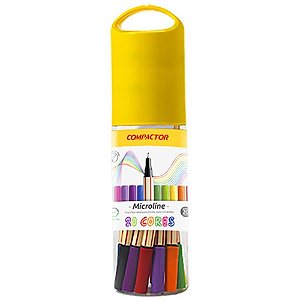 Caneta com ponta porosa microline 20cores - compactor (pote c/20)
