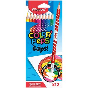 Lapis de cor triangular color peps apagavel 12cores - maped (estojo)