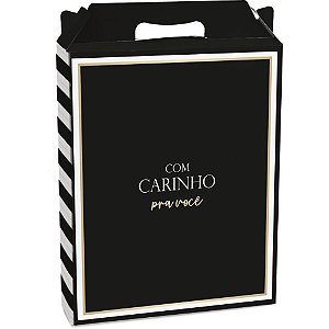 Caixa para presente decorada ret vert maison 18x7,5x21cm pt - cromus (pct.c/10)