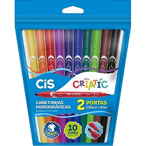 Caneta hidrografica cis criatic 2 pontas 10 cores - sertic (estojo)