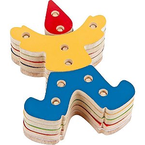 Brinquedo para montar palhaco mdf troque/encaixe 12p - carlu (unidade)