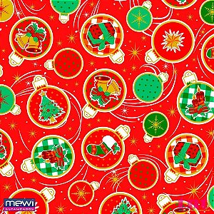 Tnt estampado 1,40m 40g natal bolas natalinas vermelho - mewi (rl-25mts)