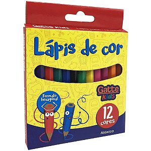 Lapis de cor sextavado 12 cores curto - make+ (pct.c/12)